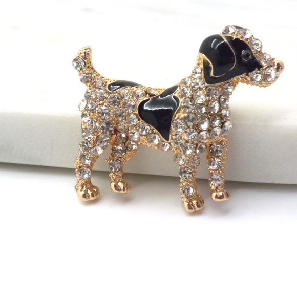 Jack Russell Dog Crystal Pin Brooch - Picture 1 of 3